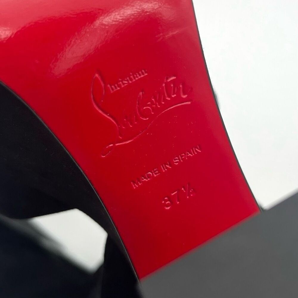 CHRISTIAN LOUBOUTIN Superyaz Platform Heels Size 37.5 Black Suede Ankle Strap - Picture 9 of 12